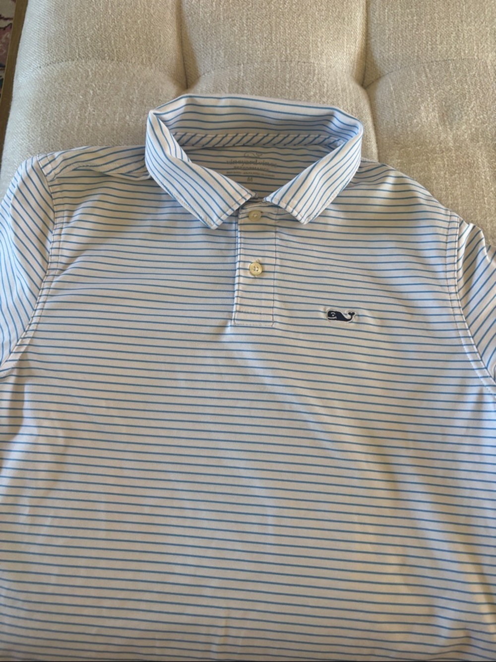Vineyard Vines boys Blue & White Striped Polo